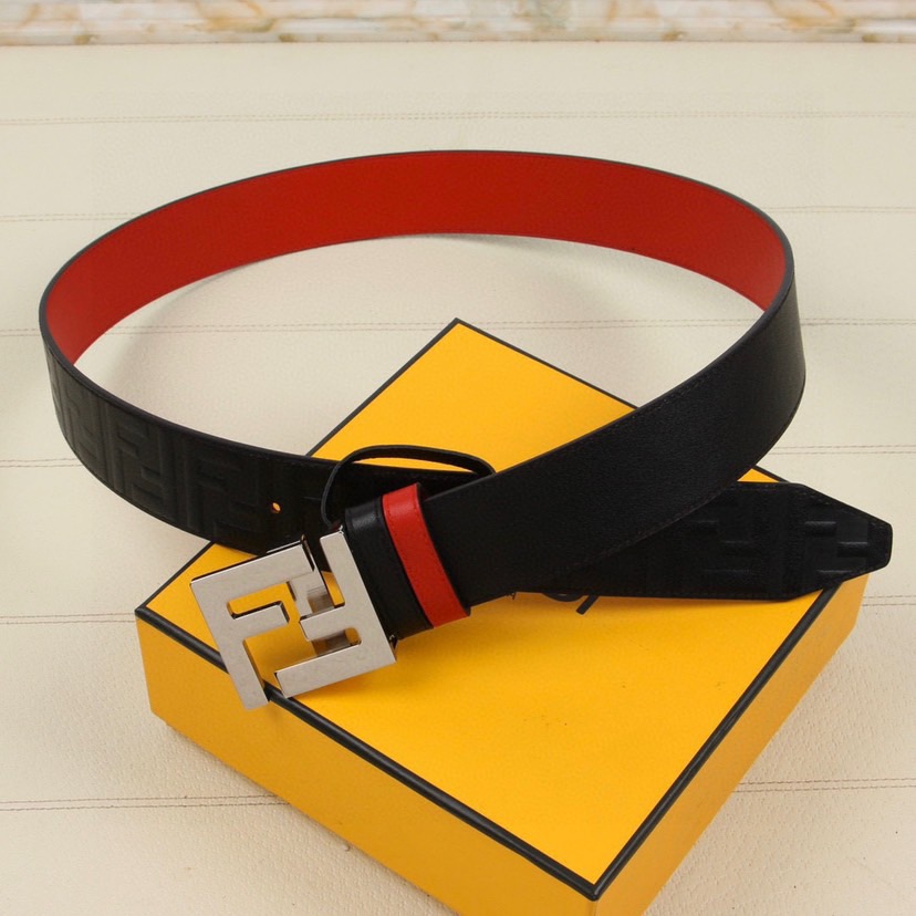 FENDI Men's Double Sided Belt Is Made Of Double-Sided Cowhide With Classic F-Buttons Trendy Casual And Versatile With A Width Of 3.8cm