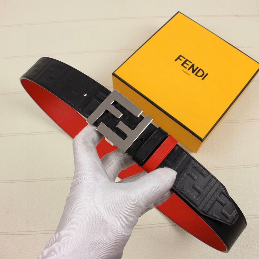 FENDI Men's Double Sided Belt Is Made Of Double-Sided Cowhide With Classic F-Buttons Trendy Casual And Versatile With A Width Of 3.8cm