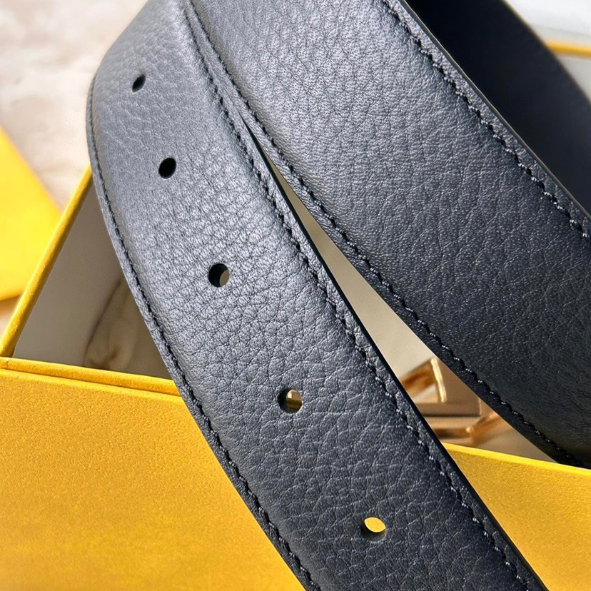 FENDI Designer Belt Men Belts Women Brand Belt Casual Double sided Belt Width 3.5cm FF Nail Buckle Black Leather Inner Lining Smooth Leather Inner Lining Plated Bright Metal F-Buckle
