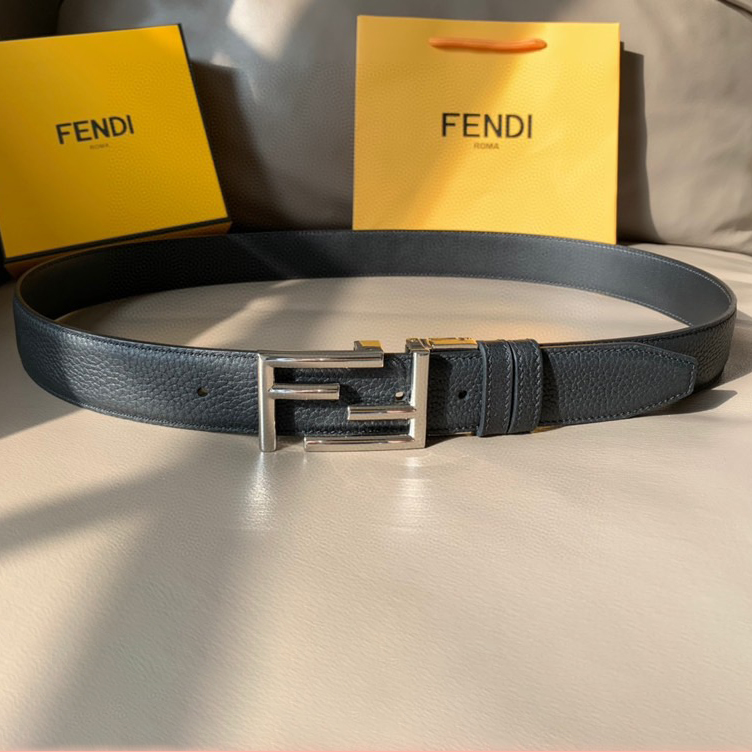 FENDI Designer Belt Men Belts Women Brand Belt Casual Double sided Belt Width 3.5cm FF Nail Buckle Black Leather Inner Lining Smooth Leather Inner Lining Plated Bright Metal F-Buckle