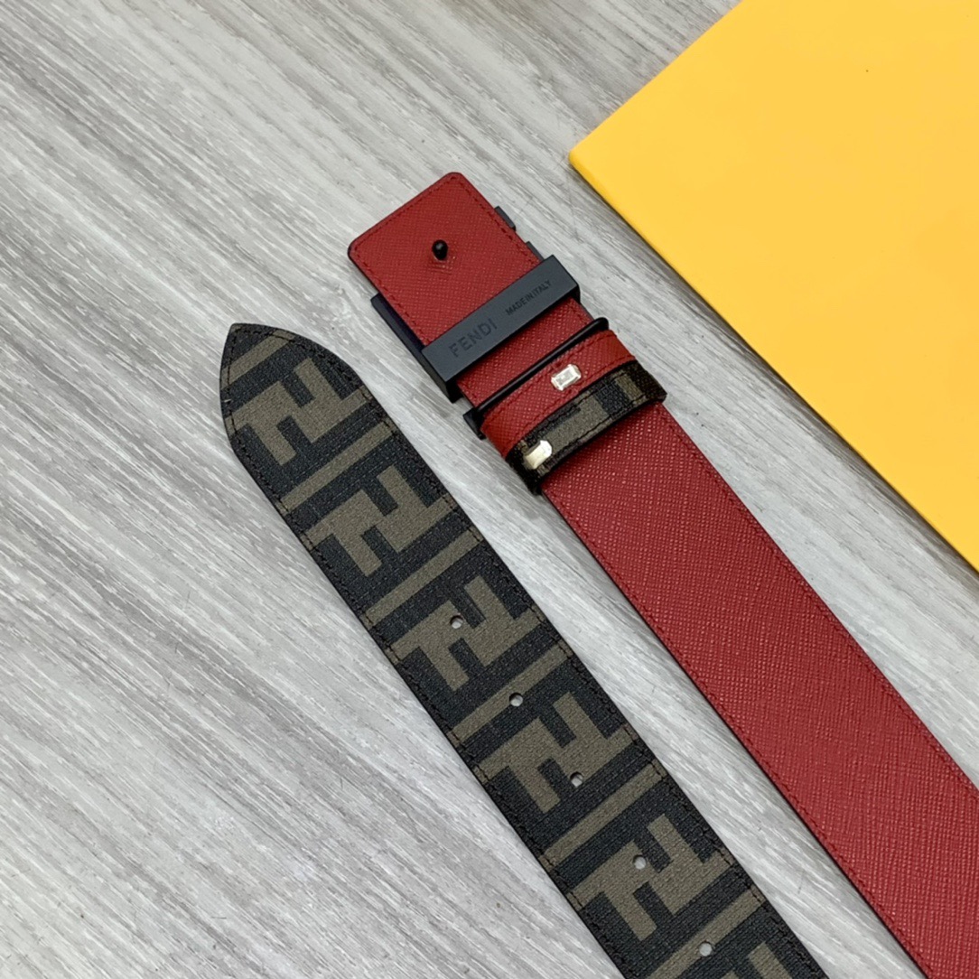 FENDI Leather It Has A Thick Touch With Clear And Distinct Printing Patterns It Is A Fashionable And Classic Men's Belt A Designer Belt A Casual And Smooth Buckle Belt For Both Women And Men With A Width Of 3.8 Cm And With Box