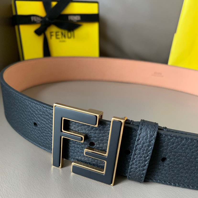 FENDI Unisex Casual Waist Belt Width 4.0cm Made Of Cowhide Material With A Width Paired With The Iconic Double F-Color Buckle Casual And Versatile Low-Key Luxury