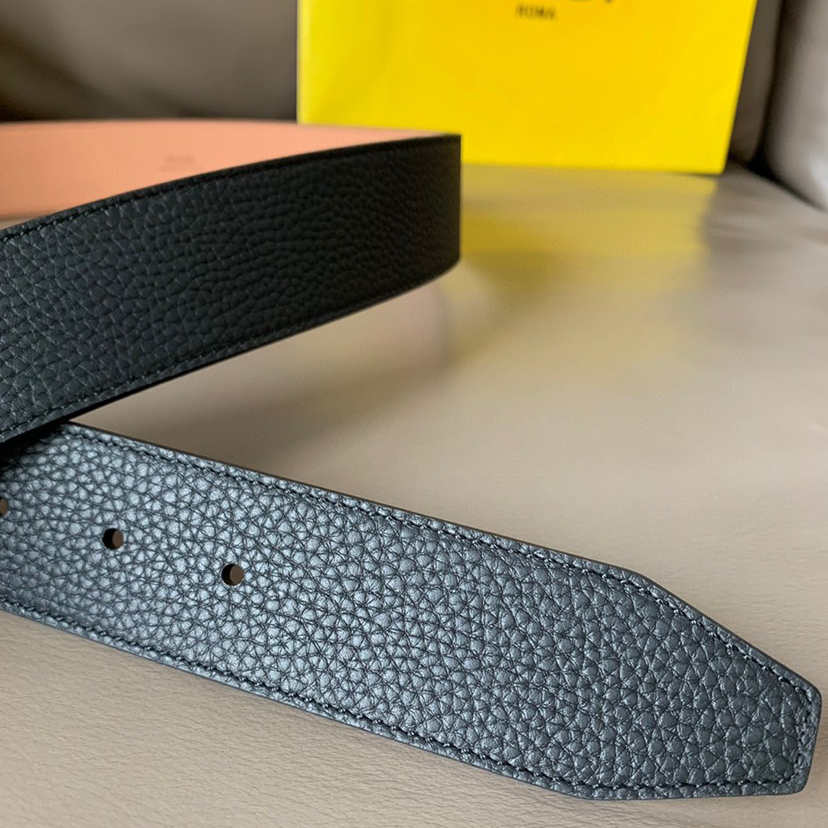 FENDI Unisex Casual Waist Belt Width 4.0cm Made Of Cowhide Material With A Width Paired With The Iconic Double F-Color Buckle Casual And Versatile Low-Key Luxury