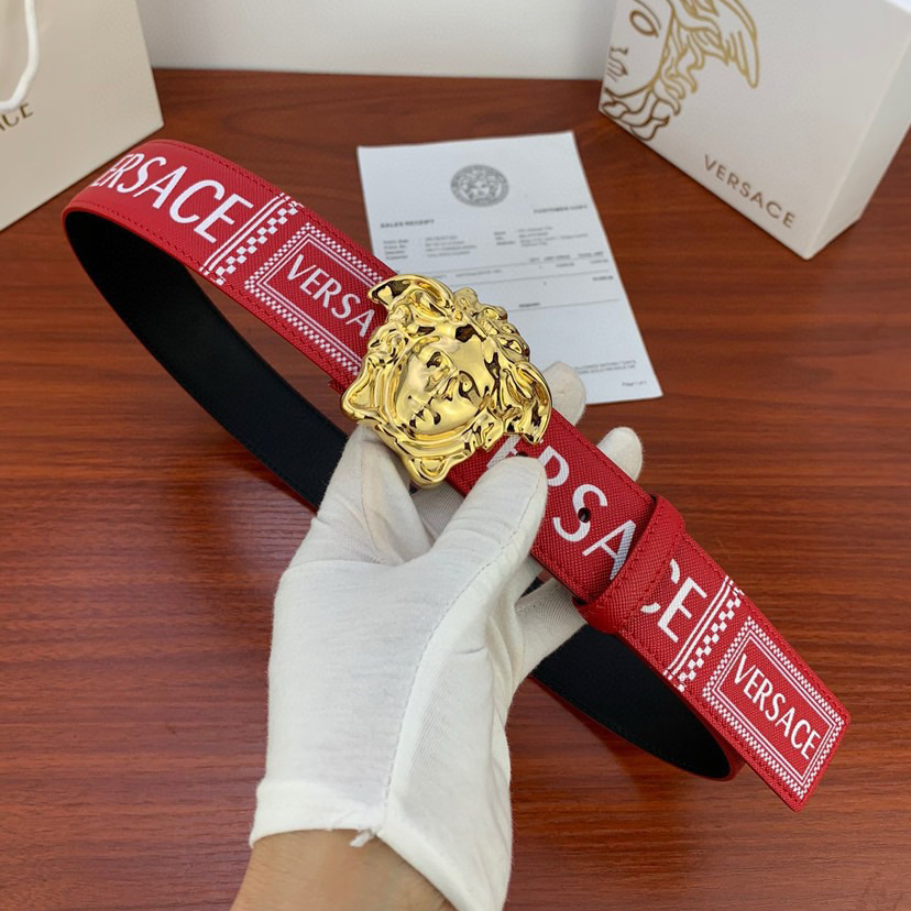 Versace Designer Belt Men Belts Women Brand Belt Cross Print With Classic Medusa Avatar Buckle Women And Men With A Width 4.0cm And With Box