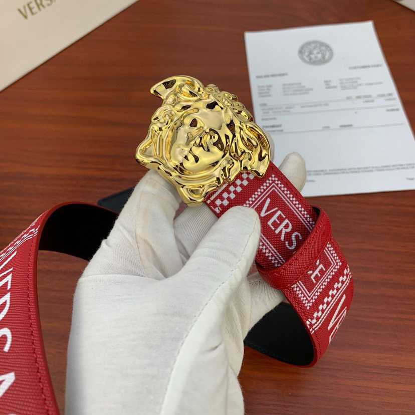 Versace Designer Belt Men Belts Women Brand Belt Cross Print With Classic Medusa Avatar Buckle Women And Men With A Width 4.0cm And With Box