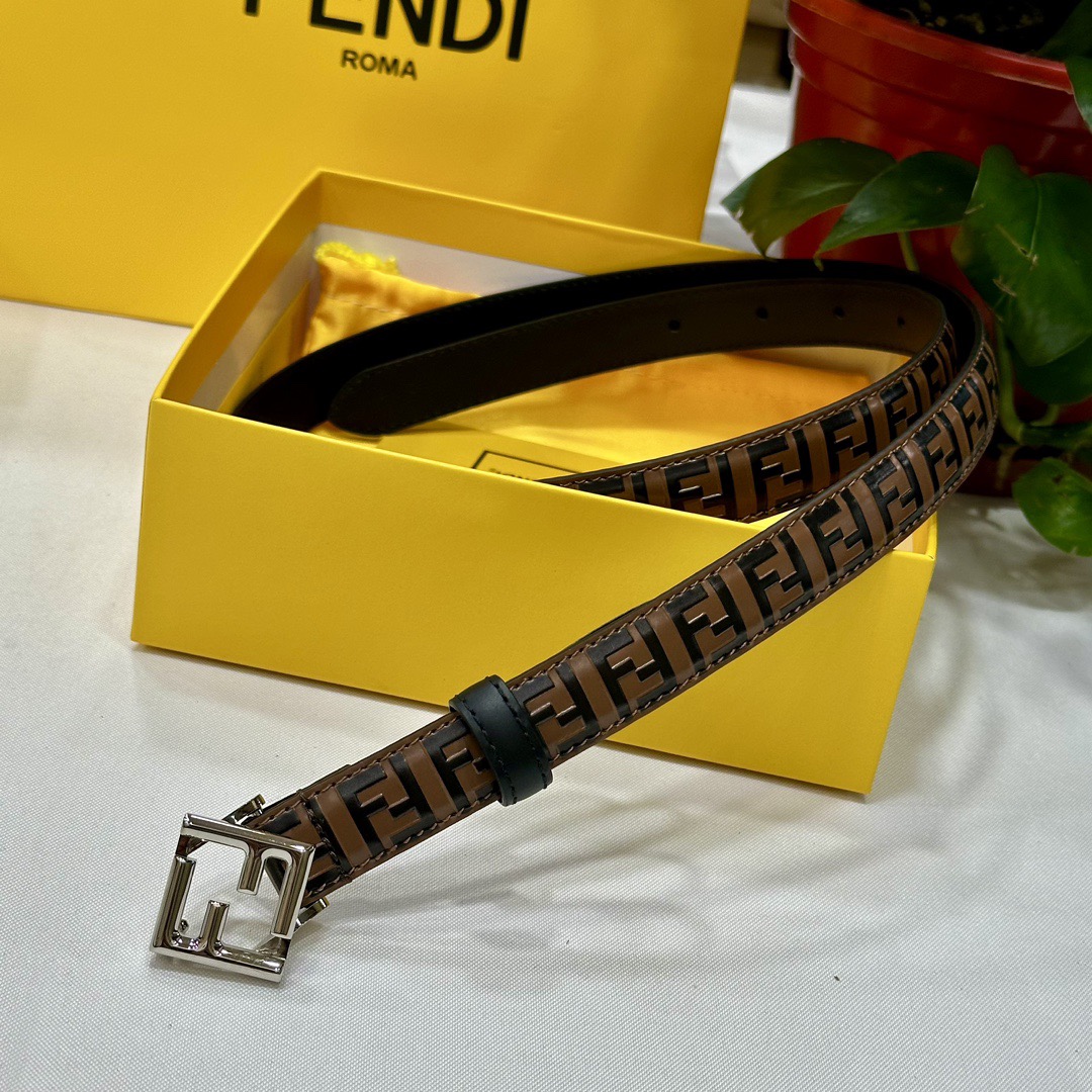 FENDI Belts For Women Designer Belt Womens Formal Smooth Buckle Woman Narrow Genuine Leather Golden Bronze Cowhide Design Thin Optional High Quality