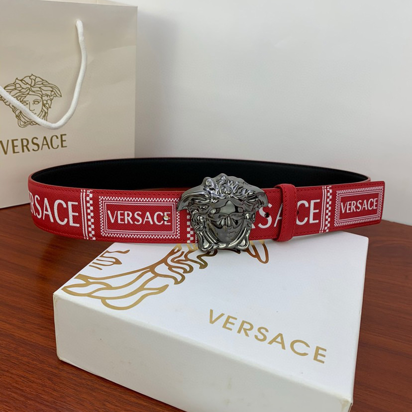 Versace Designer Belt Men Belts Women Brand Belt Cross Print With Classic Medusa Avatar Buckle Women And Men With A Width 4.0cm And With Box