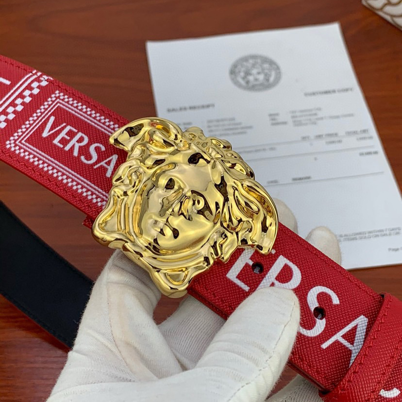 Versace Designer Belt Men Belts Women Brand Belt Cross Print With Classic Medusa Avatar Buckle Women And Men With A Width 4.0cm And With Box