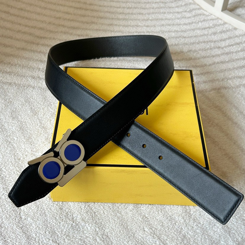 Designer Belt Men Belts Women Brand Belt Double Sided Casual Belt With High-End Black Cowhide On The Front And Smooth Black Cowhide On The Back, Double-Sided Belt Width 3.8cm Molded Polished Metal Buckle