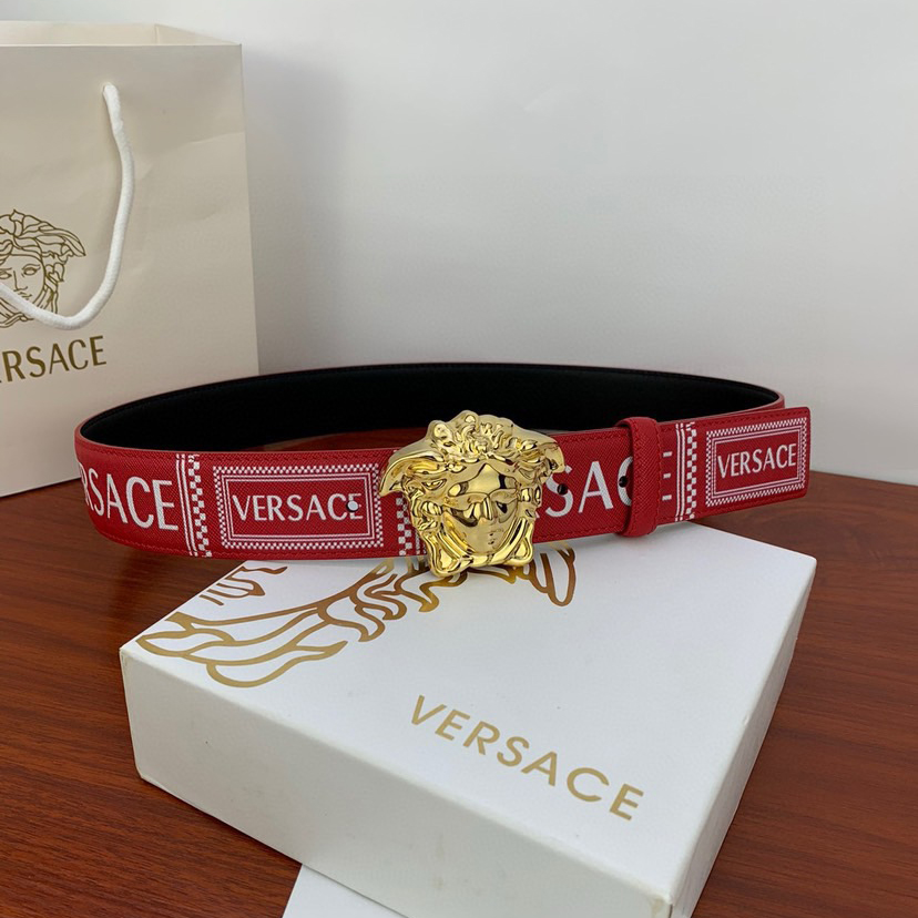 Versace Designer Belt Men Belts Women Brand Belt Cross Print With Classic Medusa Avatar Buckle Women And Men With A Width 4.0cm And With Box