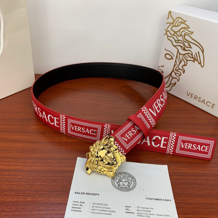 Versace Designer Belt Men Belts Women Brand Belt Cross Print With Classic Medusa Avatar Buckle Women And Men With A Width 4.0cm And With Box