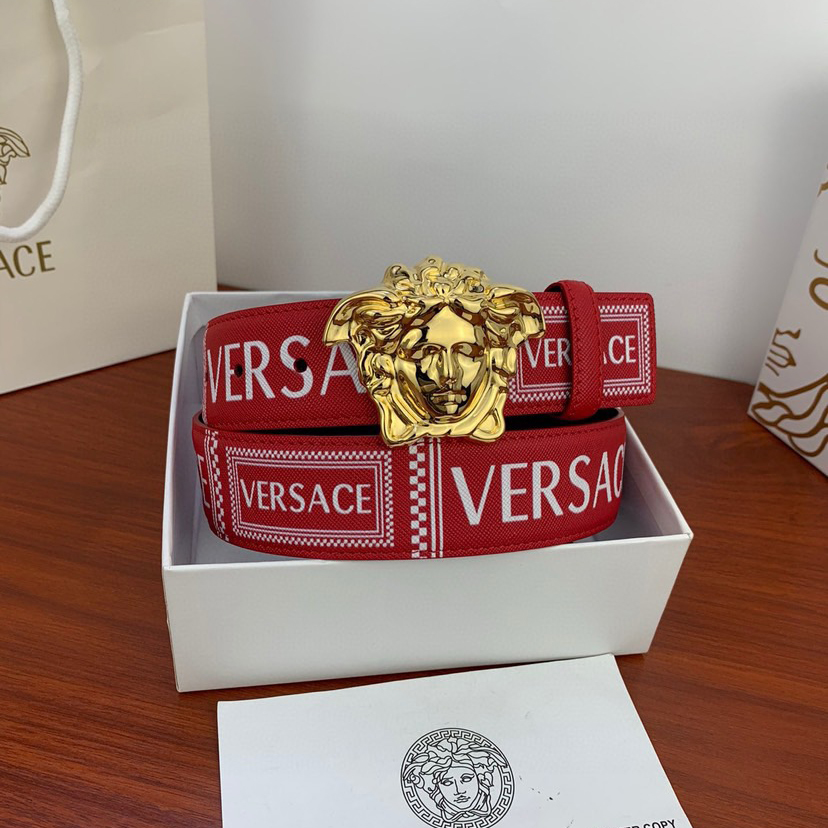 Versace Designer Belt Men Belts Women Brand Belt Cross Print With Classic Medusa Avatar Buckle Women And Men With A Width 4.0cm And With Box