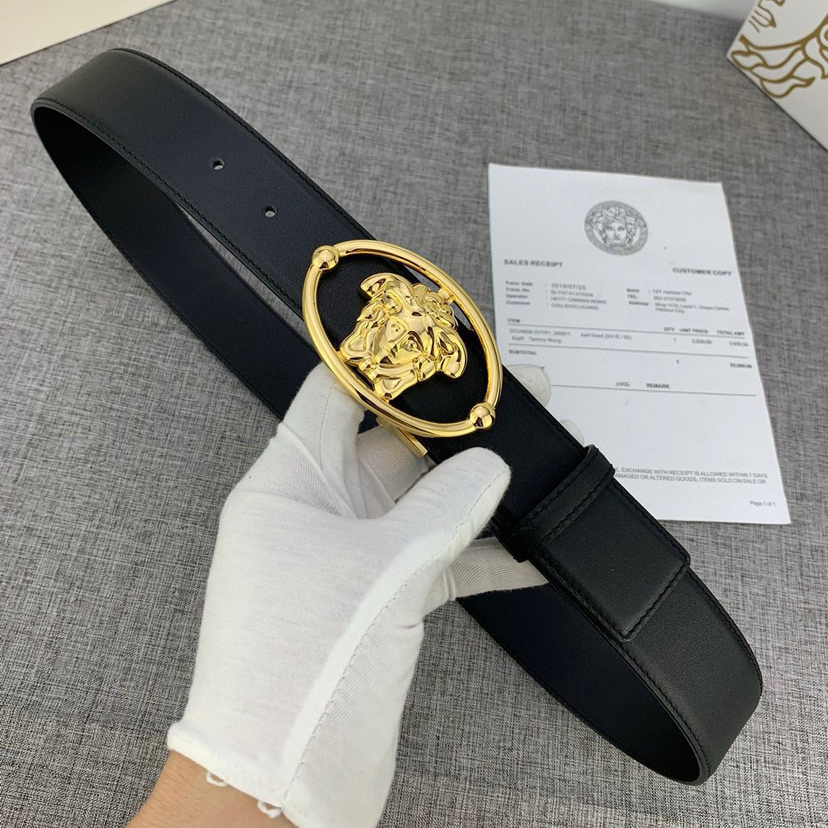 Versace Designer Belt Men Belts Women Brand Belt With Soft Top Leather Strap Paired With An Oval Medusa Buckle Women And Men With A Width Of 4.0 Cm And With Box
