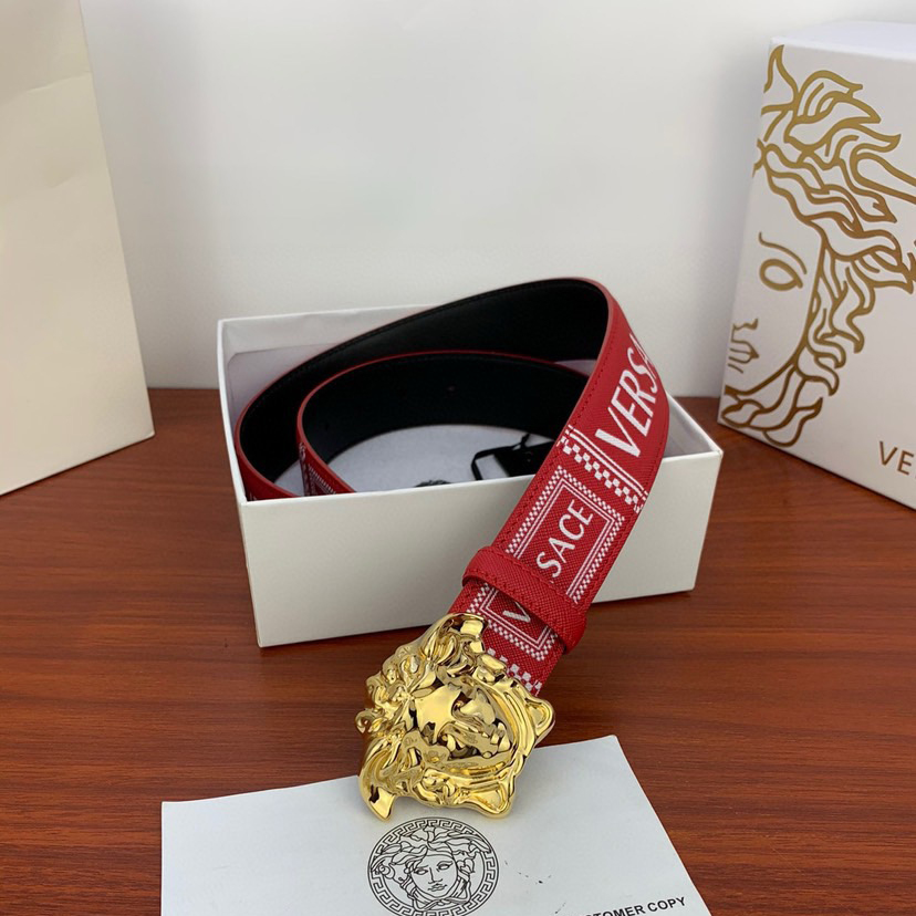 Versace Designer Belt Men Belts Women Brand Belt Cross Print With Classic Medusa Avatar Buckle Women And Men With A Width 4.0cm And With Box