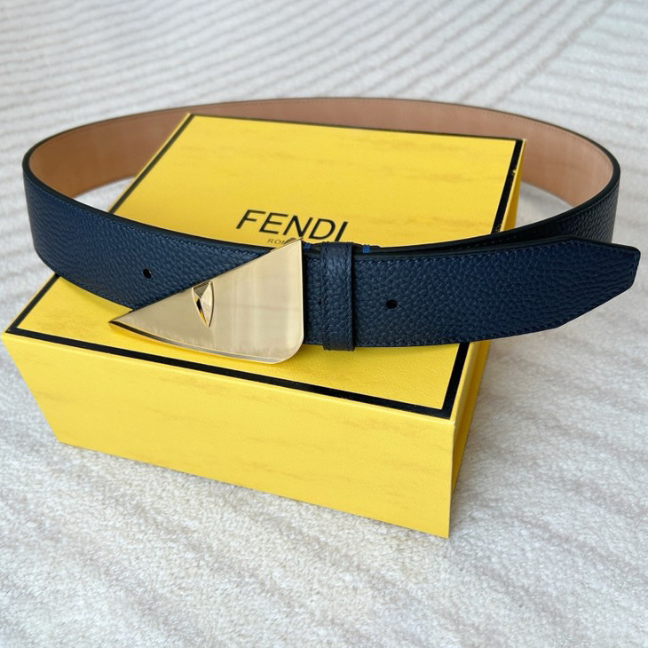 FENDI Designer Belt Mens Belts Womens Brand Belt Fashionable Casual Belt With Blue Lychee Patterned Cowhide On The Front And Tree Cream Frosted Cowhide On The Back Width Of 4.0cm Unique Eye Shape Shiny Buckle Full Of Charm