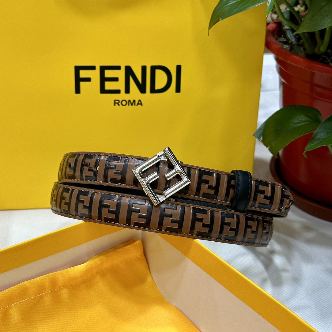 FENDI Belts For Women Designer Belt Womens Formal Smooth Buckle Woman Narrow Genuine Leather Golden Bronze Cowhide Design Thin Optional High Quality