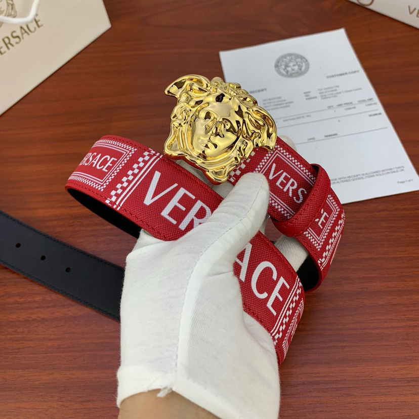 Versace Designer Belt Men Belts Women Brand Belt Cross Print With Classic Medusa Avatar Buckle Women And Men With A Width 4.0cm And With Box