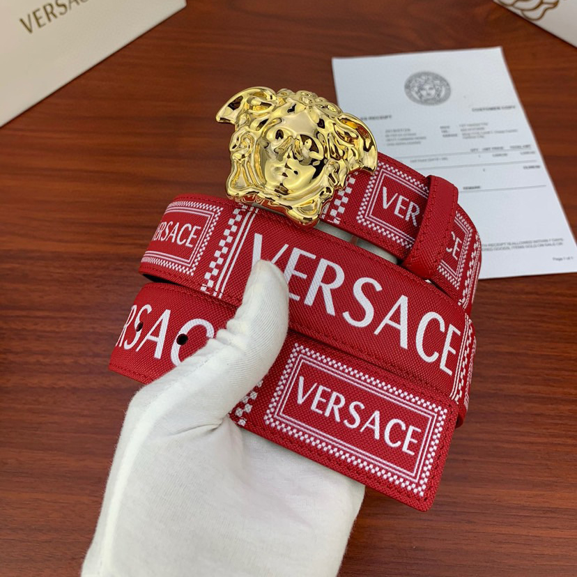 Versace Designer Belt Men Belts Women Brand Belt Cross Print With Classic Medusa Avatar Buckle Women And Men With A Width 4.0cm And With Box