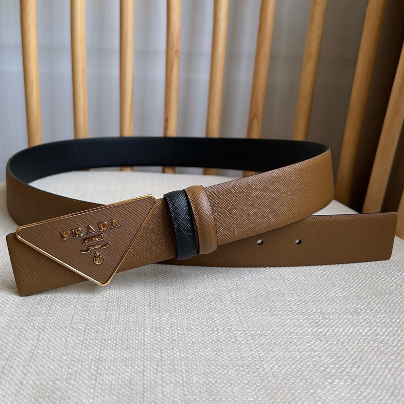 Prada Designer Belt Men Belts Women's Brand Belt Buckle Belt Is A Multifunctional Combination Accessory Series That Can Be Easily Paired With A Triangular Logo Through The Universal Simplicity Of Women And Men With A Width Of 3.5cm And With Box
