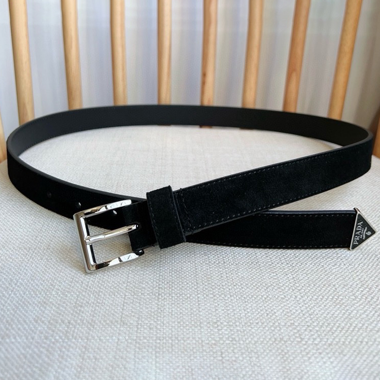 Prada Designer Belt Men Belts Women Brand's Exquisite Waistband Highlights The Elegant Temperament Of Velvet Textured Fabric Adorned With Fashionable Metal Buckles And Iconic Triangular Logos Width 2.5cm