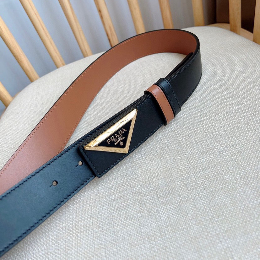 Prada Designer Belt Men Belts Women Brand Belt Shiny Leather Belt Design Simple triangular buckle with enamel coated metal engraved logo reflecting the brand's timeless style Shiny Leather Material Women And Men With A Width Of 3.5cm And With Box