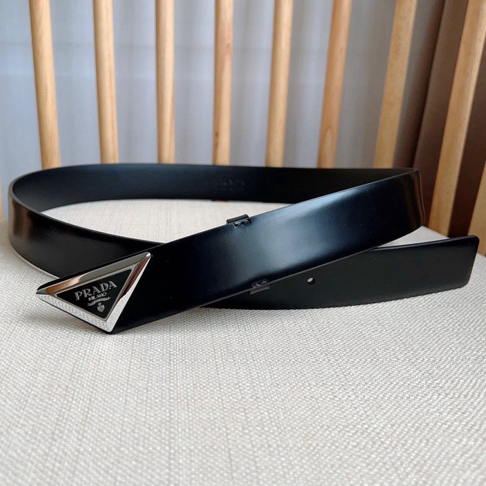 Prada Designer Belt Men Belts Women Brand Belt Shiny Leather Belt Design Simple triangular buckle with enamel coated metal engraved logo reflecting the brand's timeless style Shiny Leather Material Women And Men With A Width Of 3.5cm And With Box