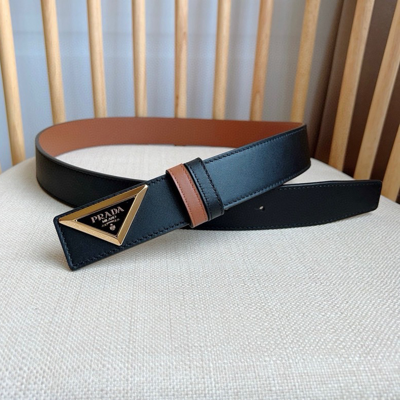 Prada Designer Belt Men Belts Women Brand Belt Shiny Leather Belt Design Simple triangular buckle with enamel coated metal engraved logo reflecting the brand's timeless style Shiny Leather Material Women And Men With A Width Of 3.5cm And With Box