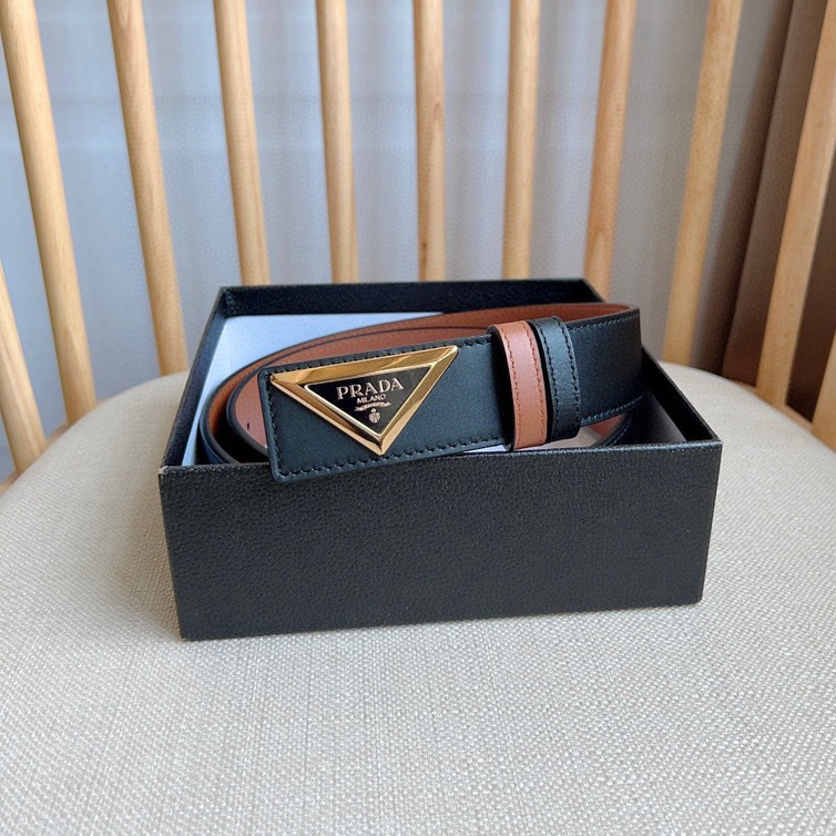 Prada Designer Belt Men Belts Women Brand Belt Shiny Leather Belt Design Simple triangular buckle with enamel coated metal engraved logo reflecting the brand's timeless style Shiny Leather Material Women And Men With A Width Of 3.5cm And With Box