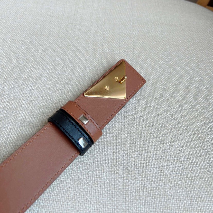 Prada Designer Belt Men Belts Women Brand Belt Shiny Leather Belt Design Simple triangular buckle with enamel coated metal engraved logo reflecting the brand's timeless style Shiny Leather Material Women And Men With A Width Of 3.5cm And With Box