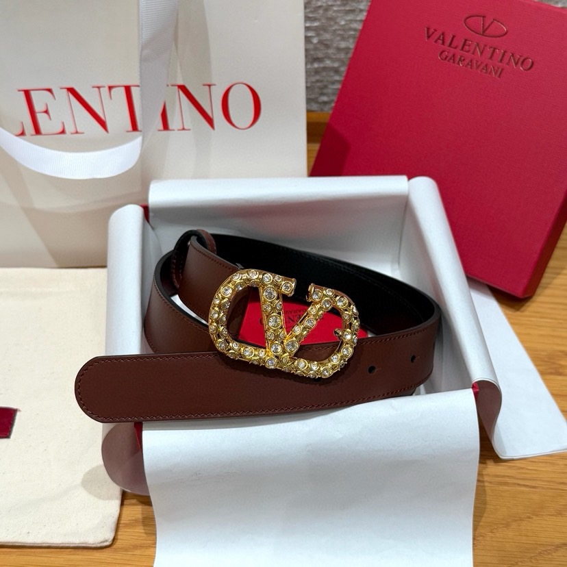 Valentino Belts For Women Designer Belt Womens Formal Smooth Buckle Woman Narrow Genuine Leather Golden Bronze Cowhide Design Thin Optional High Quality