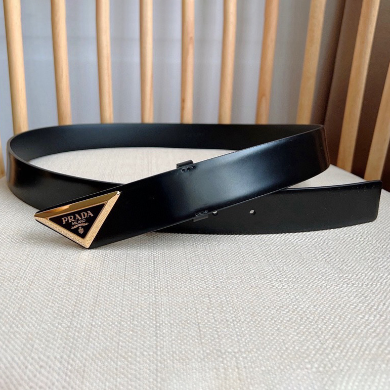 Prada Designer Belt Men Belts Women Brand Belt Shiny Leather Belt Design Simple triangular buckle with enamel coated metal engraved logo reflecting the brand's timeless style Shiny Leather Material Women And Men With A Width Of 3.5cm And With Box
