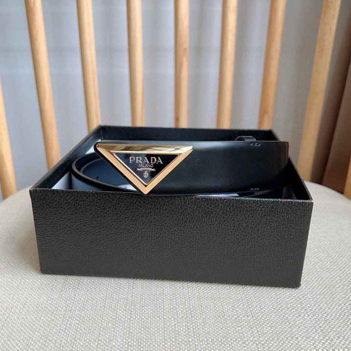 Prada Designer Belt Men Belts Women Brand Belt Shiny Leather Belt Design Simple triangular buckle with enamel coated metal engraved logo reflecting the brand's timeless style Shiny Leather Material Women And Men With A Width Of 3.5cm And With Box