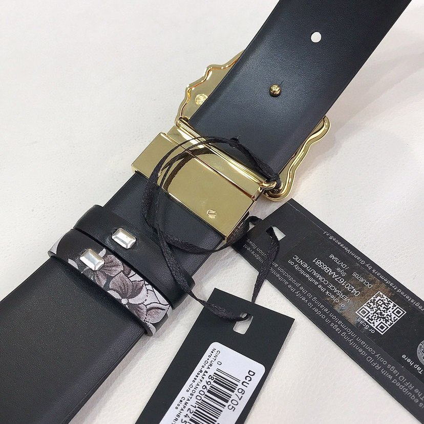 Versace Designer Belt Men Belts Women's Brand Belt Luxury Double-Sided Belt Features Silver Baroque Print On One Side And The Same Color Scheme On The Other Side. Featuring The Iconic Medusa Hardware Buckle On The Front