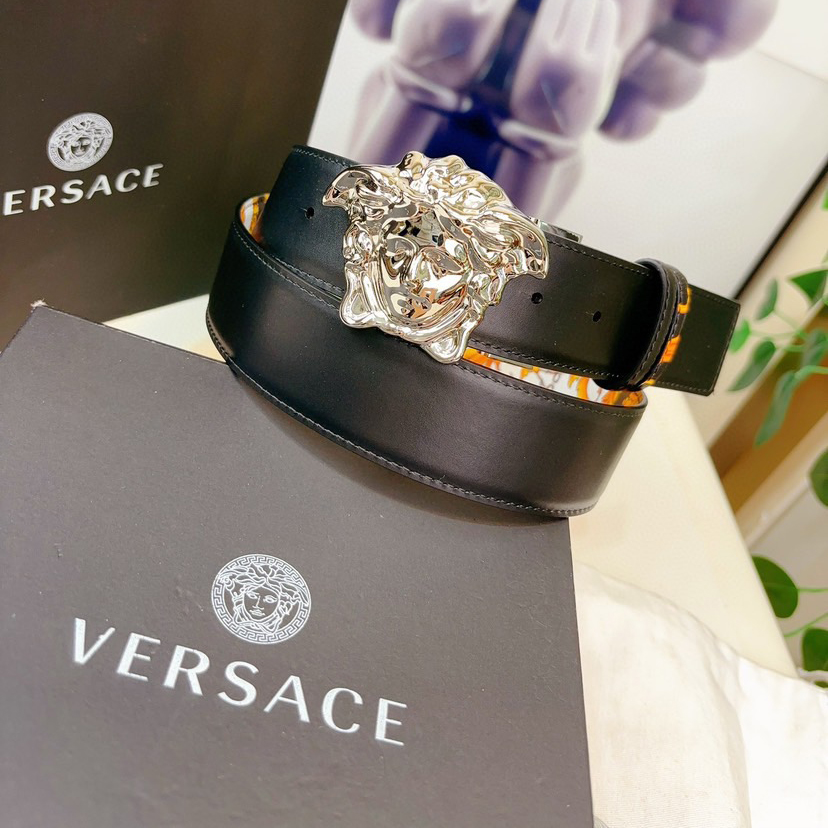 Versace Leather It Has A Thick Touch With Clear And Distinct Printing Patterns It Is A Fashionable And Classic Men's Belt A Designer Belt A Casual And Smooth Buckle Belt For Both Women And Men With A Width Of 4.0 Cm And With Box