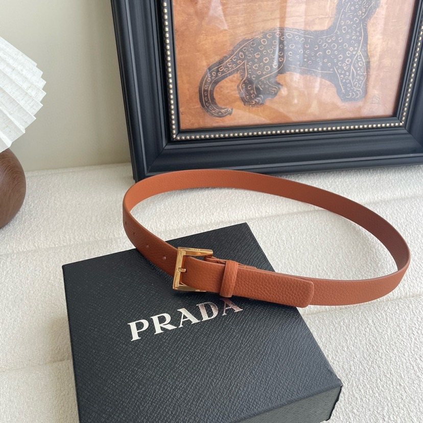 Prada Belts For Women Designer Belts Woman Square Buckle With Ada Brand Logo On The Buckle Double-Sided Lychee Patterned Calf Leather Versatile And Fashionable Simple And Elegant