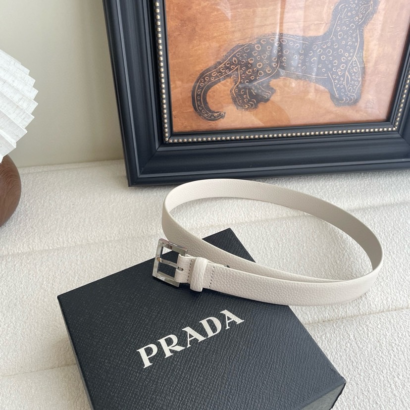 Prada Belts For Women Designer Belts Woman Square Buckle With Ada Brand Logo On The Buckle Double-Sided Lychee Patterned Calf Leather Versatile And Fashionable Simple And Elegant