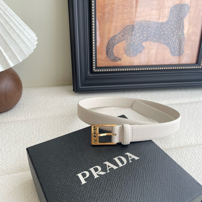 Prada Belts For Women Designer Belts Woman Square Buckle With Ada Brand Logo On The Buckle Double-Sided Lychee Patterned Calf Leather Versatile And Fashionable Simple And Elegant