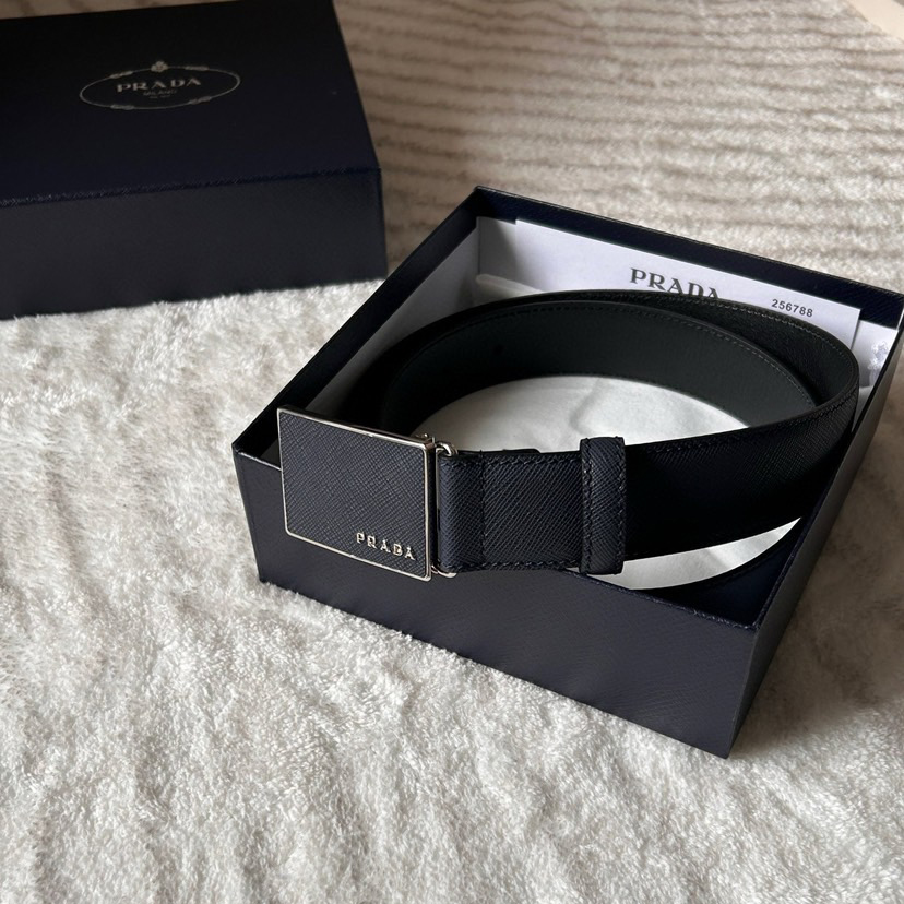 Prada Designer Belt Mens Belts Luxury Belt Length 100-125cm Men Belt Fashion Classics Casual Classic Square Smooth Buckle Designer High Quality Belt Men With A Width Of 3.5cm And With Box