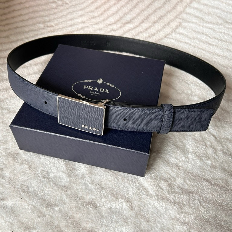 Prada Designer Belt Mens Belts Luxury Belt Length 100-125cm Men Belt Fashion Classics Casual Classic Square Smooth Buckle Designer High Quality Belt Men With A Width Of 3.5cm And With Box