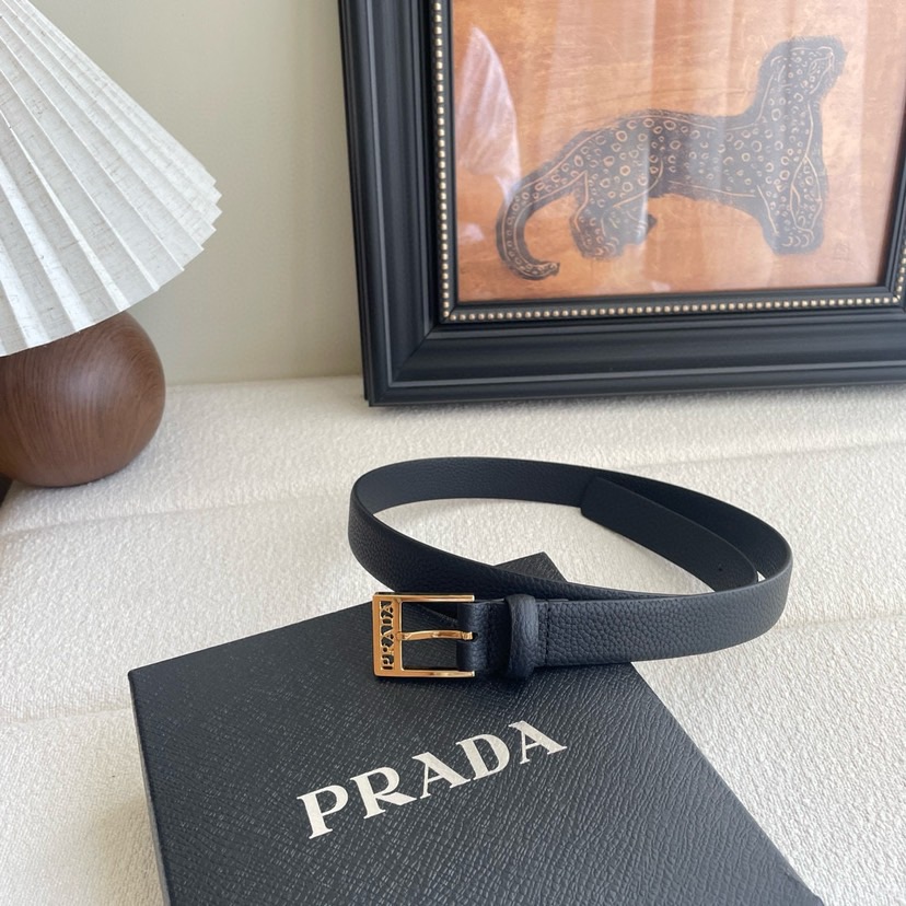 Prada Belts For Women Designer Belts Woman Square Buckle With Ada Brand Logo On The Buckle Double-Sided Lychee Patterned Calf Leather Versatile And Fashionable Simple And Elegant