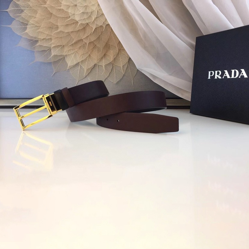 Prada Designer Belt Mens Belts Luxury Belt Length 100-125cm Men Belt Fashion Classics Casual Classic Square Smooth Buckle Designer High Quality Belt Men With A Width Of 3.4cm And With Box