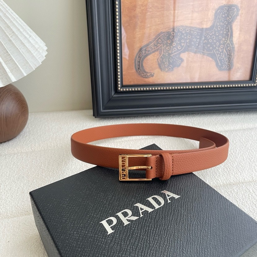 Prada Belts For Women Designer Belts Woman Square Buckle With Ada Brand Logo On The Buckle Double-Sided Lychee Patterned Calf Leather Versatile And Fashionable Simple And Elegant