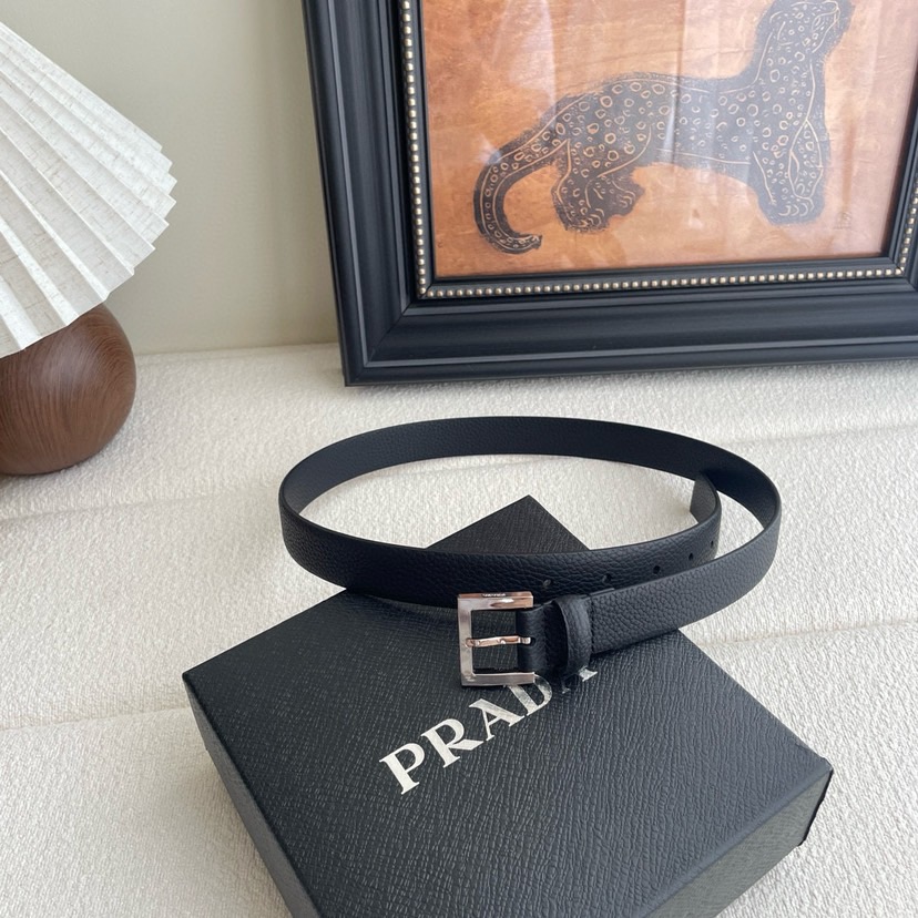 Prada Belts For Women Designer Belts Woman Square Buckle With Ada Brand Logo On The Buckle Double-Sided Lychee Patterned Calf Leather Versatile And Fashionable Simple And Elegant