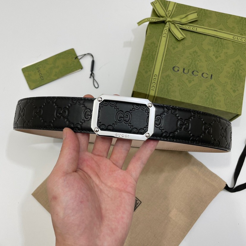 Gucci Designer Belt Mens Belts Luxury Belt Length 100-125cm Men Belt Fashion Classics Casual Classic Square Smooth Buckle Designer High Quality Belt Men With A Width Of 4.0cm And With Box