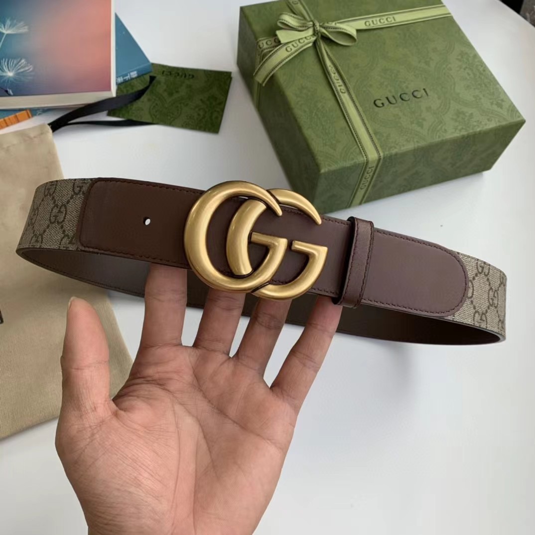 Gucci Leather It Has A Thick Touch With Clear And Distinct Printing Patterns It Is A Fashionable And Classic Men's Belt A Designer Belt A Casual And Smooth Buckle Belt For Both Women And Men With A Width Of 4.0cm And With Box