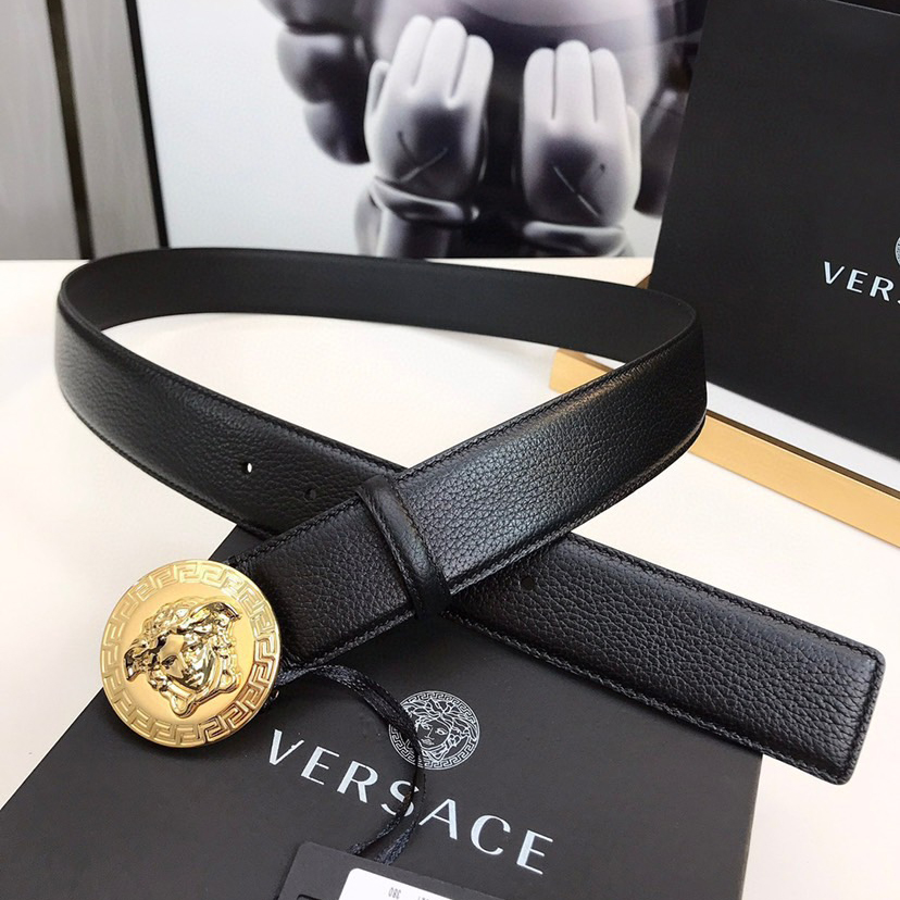 Versace Leather It Has A Thick Touch With Clear And Distinct Printing Patterns It Is A Fashionable And Classic Men's Belt A Designer Belt A Casual And Smooth Buckle Belt For Both Women And Men With A Width Of 4.0 Cm And With Box