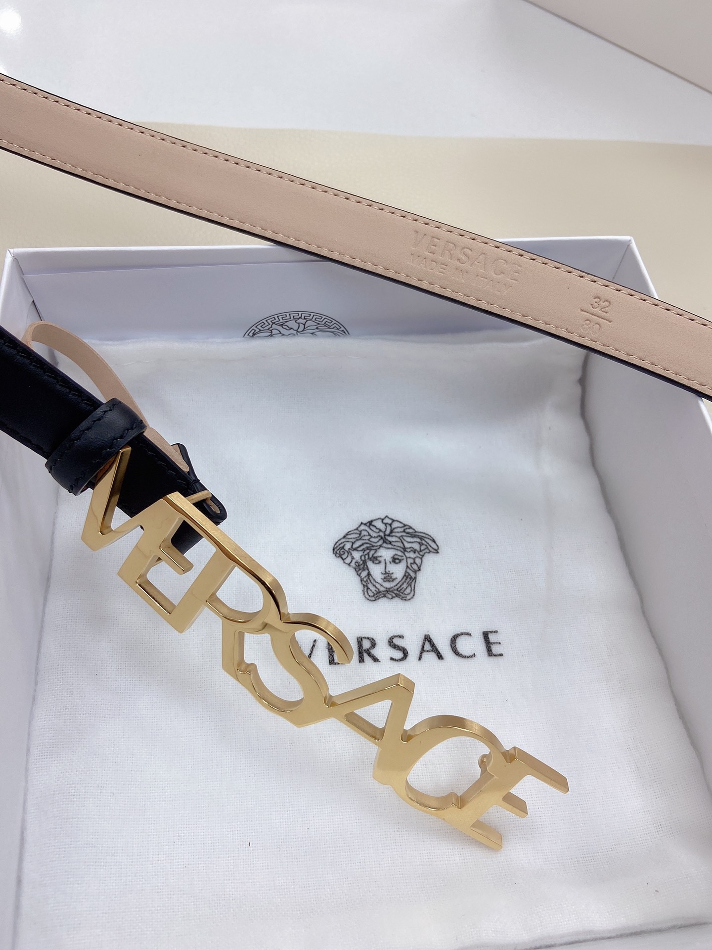 Versace Belts For Women Designer Belt Womens Formal Smooth Buckle Woman Narrow Genuine Leather Golden Bronze Cowhide Design Thin Optional High Quality