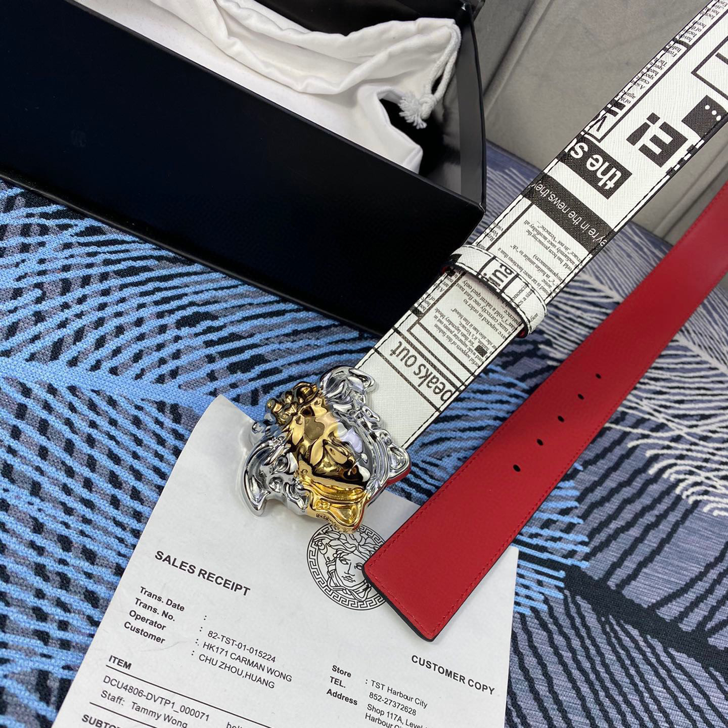 Versace Designer Belt Men's Belts Women's Brand Belt Luxury Belt Is Made Of Soft Calf Leather And Features A 3D Square Medusa Portrait Waistband Buckle One Side Is Monochrome And The Other Side Is Adorned With The Brand's Iconic Barocco Print