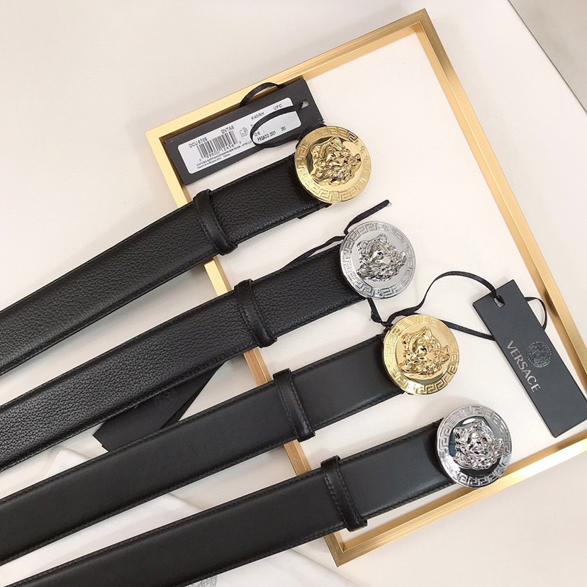 Versace Leather It Has A Thick Touch With Clear And Distinct Printing Patterns It Is A Fashionable And Classic Men's Belt A Designer Belt A Casual And Smooth Buckle Belt For Both Women And Men With A Width Of 4.0 Cm And With Box