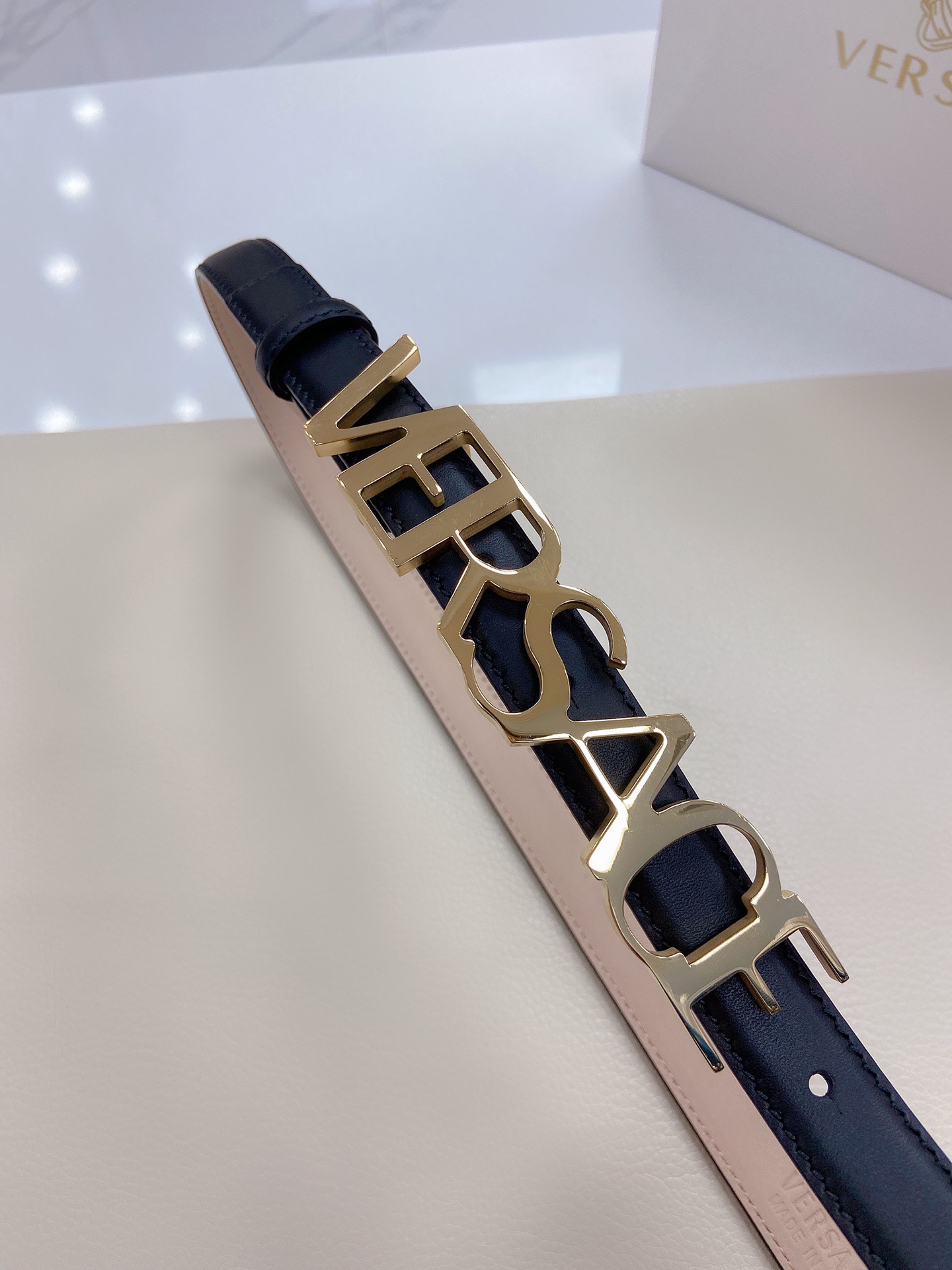 Versace Belts For Women Designer Belt Womens Formal Smooth Buckle Woman Narrow Genuine Leather Golden Bronze Cowhide Design Thin Optional High Quality